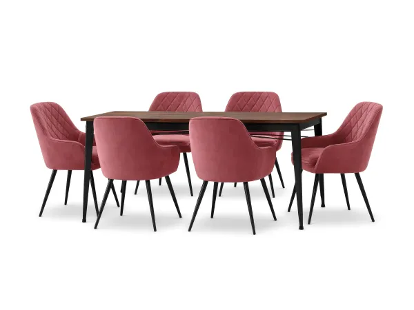 Orchid 6 Seater Dining Table with Chair in Peach
